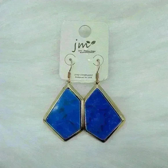 Blue Marble Statement Earrings - Picture 3 of 3